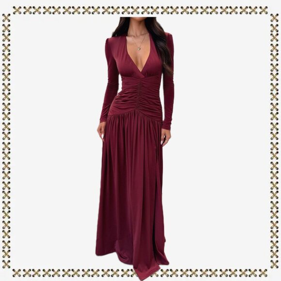 bodycon dress with boots Burgundy Floral Deep V-Neck Back Cutout Maternity Maxi Dress – PinkBlush main image 1